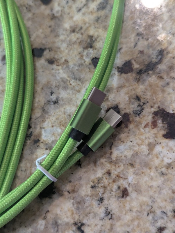 Cordzilla 10 ft USB-C to USB-C Braided Sync & Charge Cable Long Neon Green 2 PK gallery