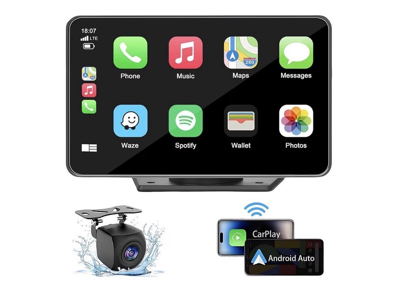 7″ HD Portable Carplay Wireless Touch Screen Double Din Car Stereo