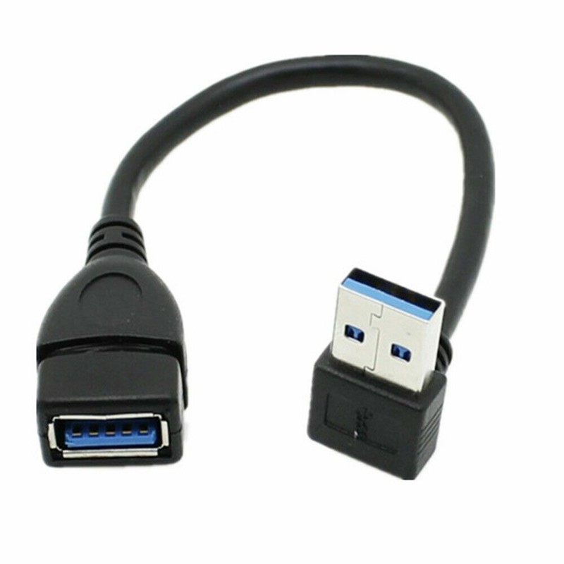 2X USB3.0 Left Right Angle 90 Degree Male to Female Extension Adapter Cable AU gallery