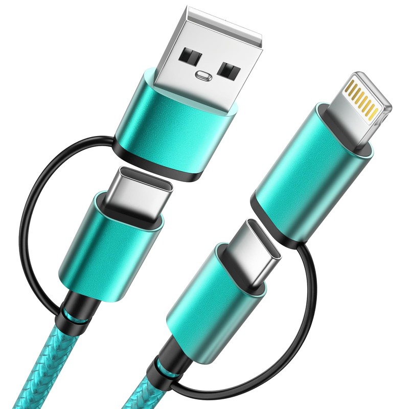 2 Pack 4 in 1 Multi Charging Cable 5FT, 60W Fast Charging USB A & USB to USB …
