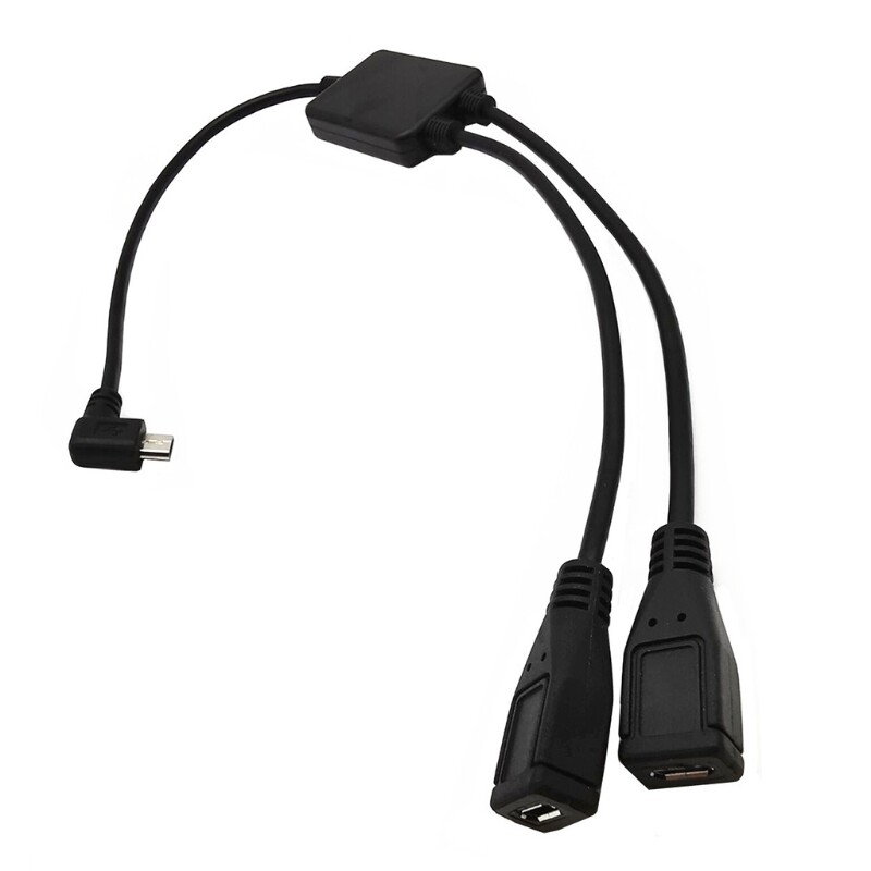 Splitter and Micro USB Cable, 5-pin Male to 2 Female, Left Right Angle, Charger gallery