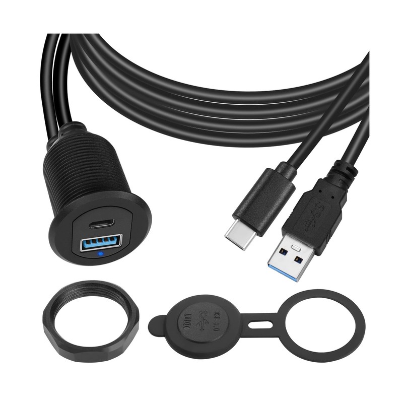 QIANRENON USB C & USB 3.0 Threaded Fixed Embedded Car Waterproo... FAST USA SHIP