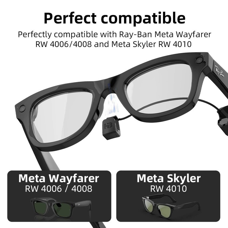 Meta Wayfarer Glasses Fast Charging Cable Charger For RW4006 RW4008 Magnetic