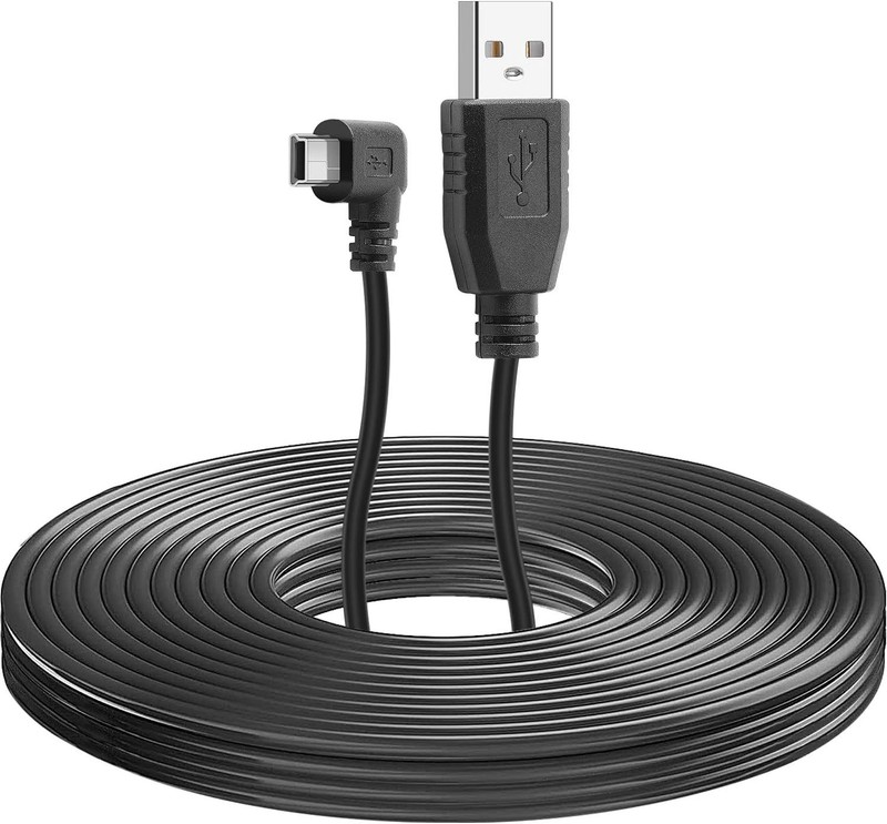 11.5FT Mini USB Power Cable - 90 Degree Left Angle for Dash Cam Charging gallery