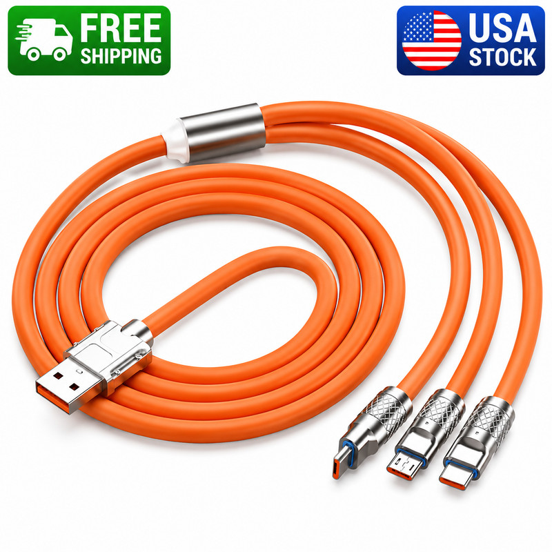 3 in 1 Fast Charging Cable Cell Phone Charger Cord For iPhone Type C Micro USB