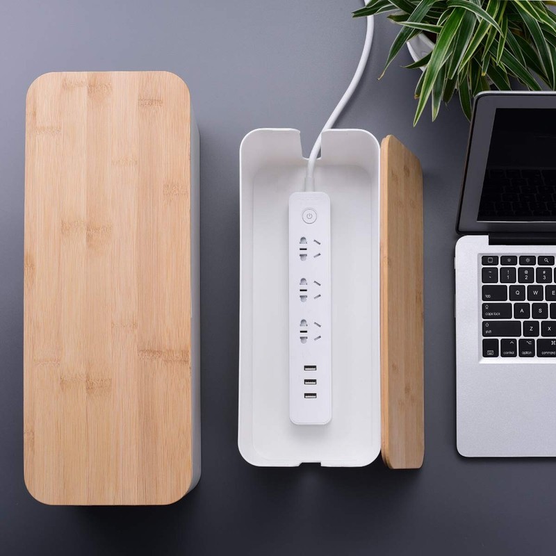 2 Pack Large Cable Management Box – Wooden Style Cord Organizer and Cover gallery