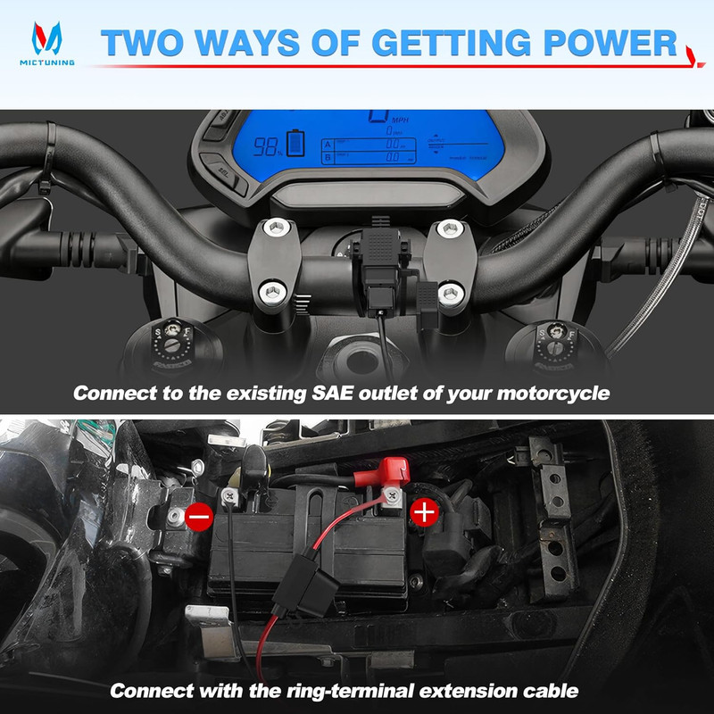 Motorcycle USB Charger,Sae to USB Cable Adapter SAE Quick Disconnect 2.1A Waterp gallery