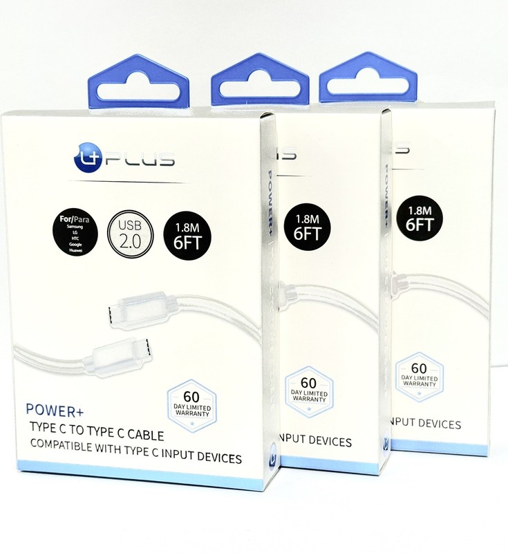 3 Pack Type C to Type C Cable 6ft White for Samsung Apple LG HTC Google Huawei