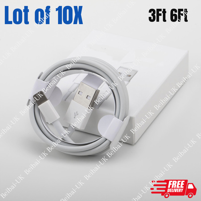 1/10 Pack Lot 3Ft 6Ft USB Charger Cable For Apple iPhone 14 13 12 11 8 7 XS Cord gallery
