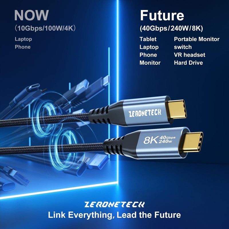 40Gbps USB C for Thunderbolt 4 Cable 3.3FT, USB C Monitor Cable 8K60Hz/Dual 4... gallery