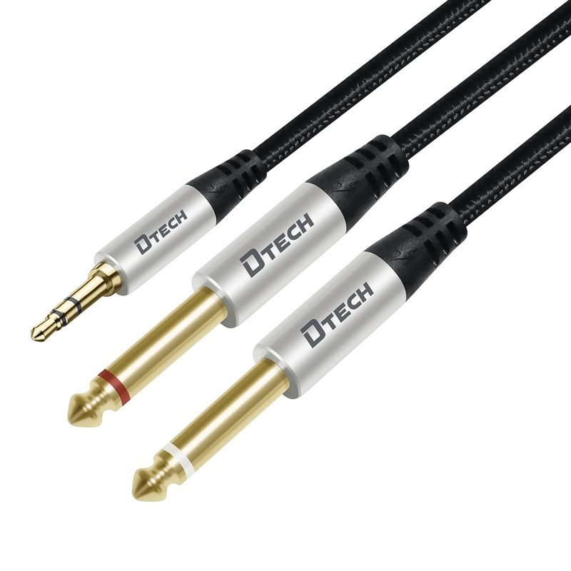 5ft 3.5mm to 1/4 Adapter Audio Stereo Cable TRS 1/8 to Dual Quarter Inch TS 6.35