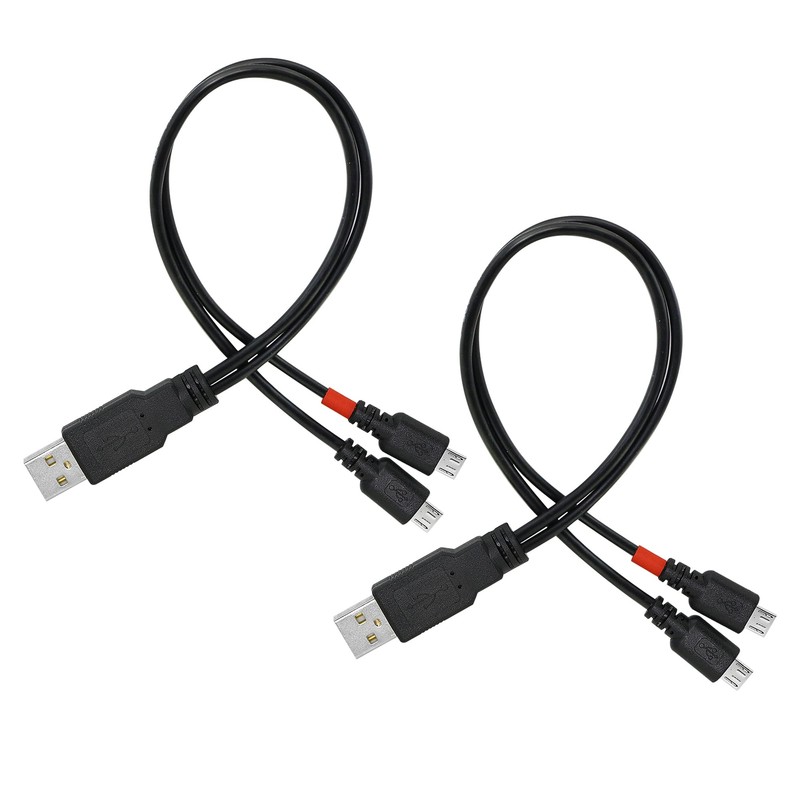 12 Inch Micro USB Splitter Cable USB 2.0 Type A Male to Dual Micro USB Male Y…