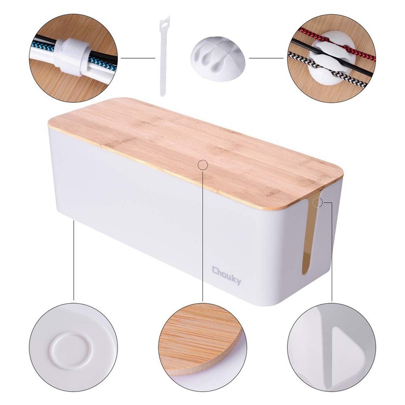 2 Pack Large Cable Management Box – Wooden Style Cord Organizer and Cover gallery