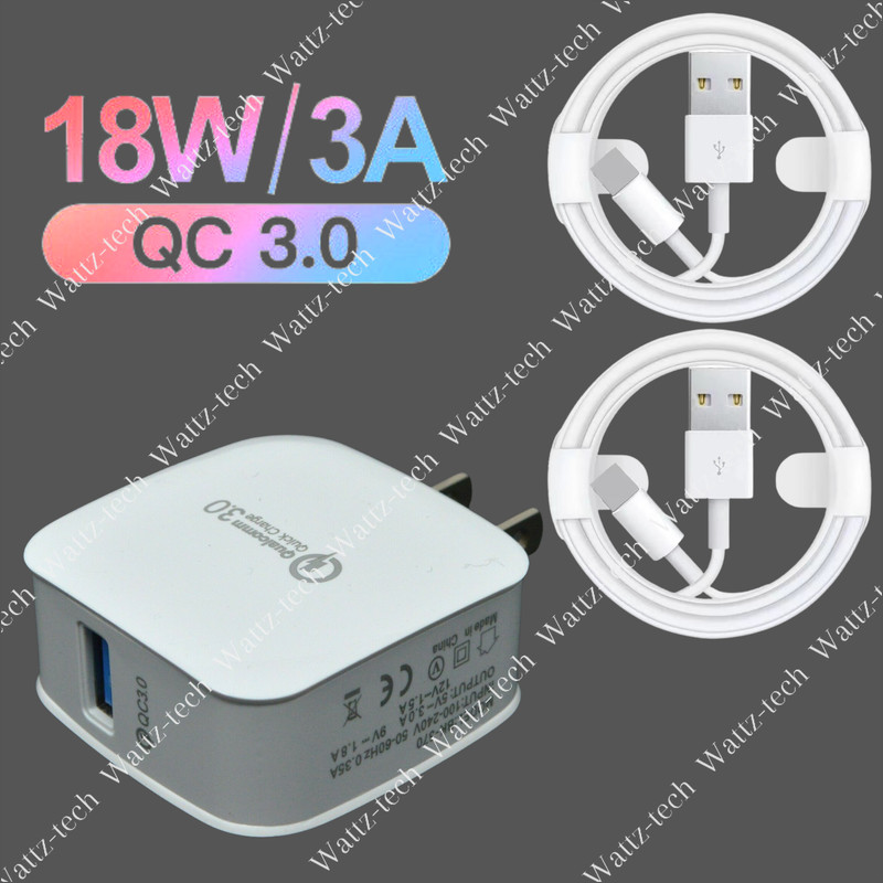 18W Fast Quick Charge QC3.0 USB Wall Charger Adapter For iPhone 14 13 12 11 XR 8