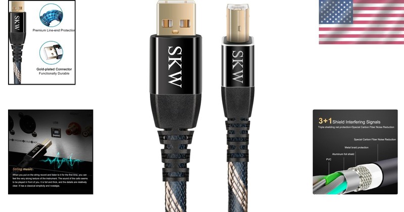 Corrosion-Resistant USB DAC Cable 9.8ft Gold-plated gallery