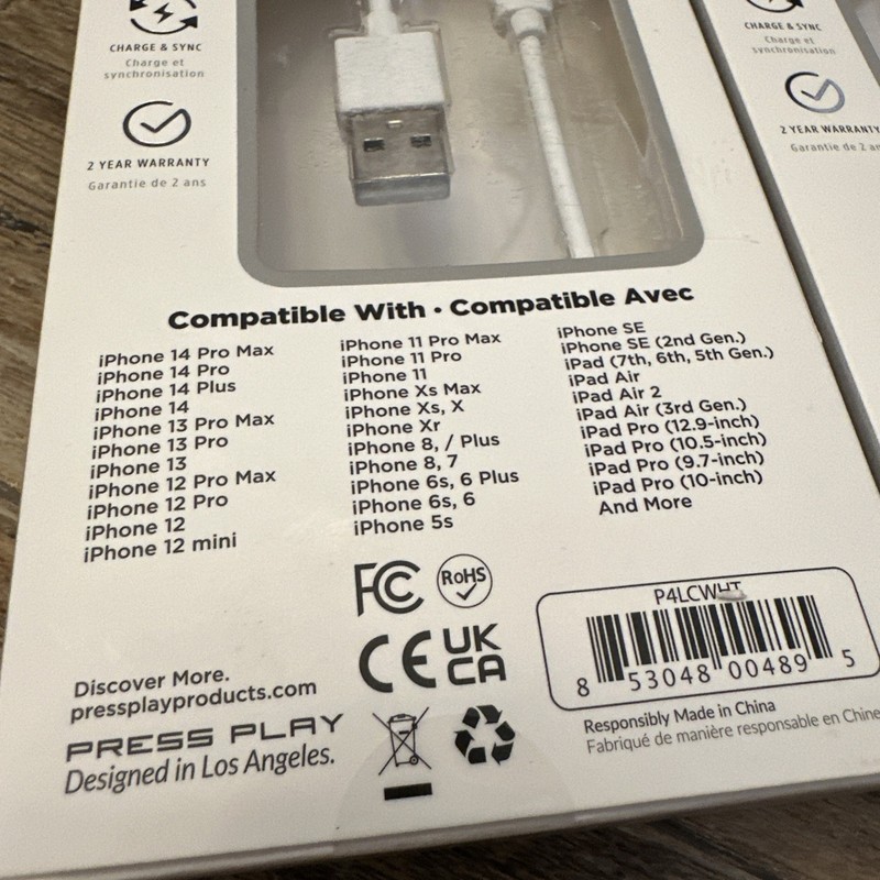 2-Pack Charge & Sync USB-Lightning Cable 4FT Apple iPhone iPad White NEW gallery