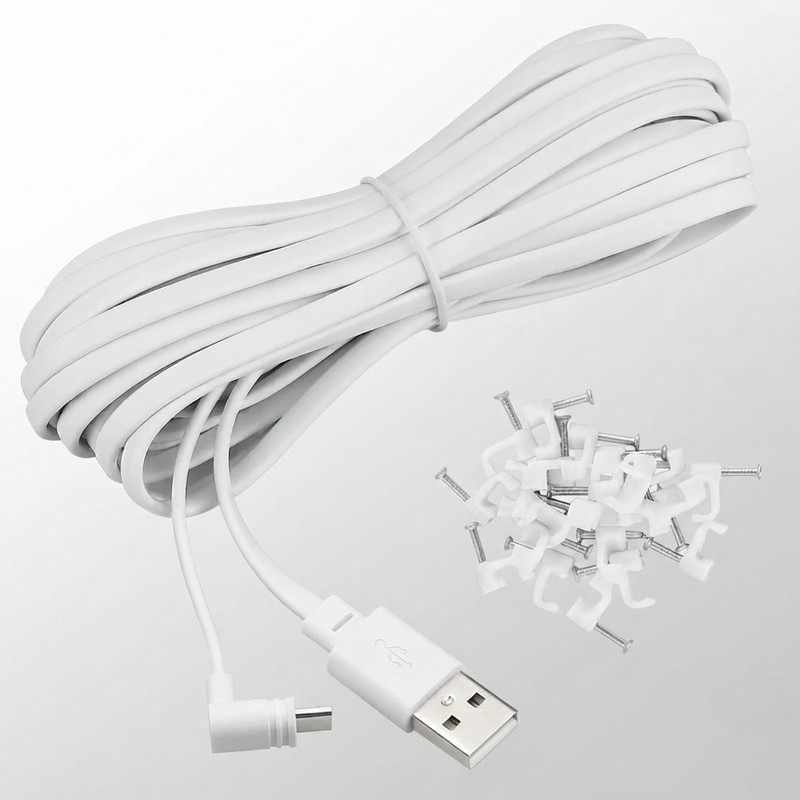 Smays 10ft Micro USB Power Cable for WYZE Cam Pan v3 90° Flat Cord 2-Pack gallery