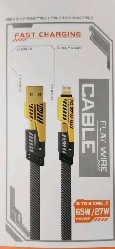 Convertible 4 in 1 Fast Charging 6.5ft Flat Cable 65W/27W USB-A/USB-C/new