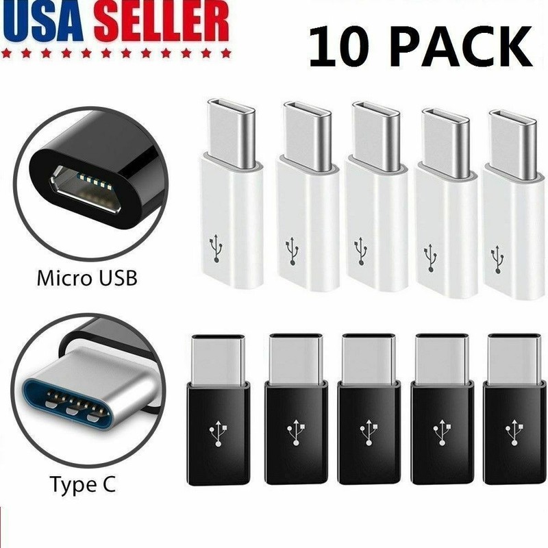 10 Pack Micro USB to Type C Adapter Converter Micro-B to USB-C Connector