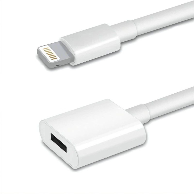 iPhone 5 through 15 Dock Extension Cable Cord 1 Foot or 3 Feet - Black or White gallery
