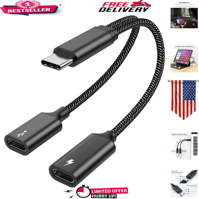 USB C Splitter for Seamless Charging and Data Transfer – Not for Monitors