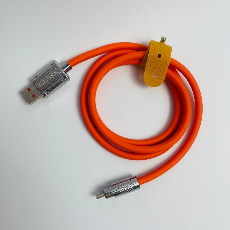GUSSK 1M Orange Silicone USB to Micro USB Cable, Fast Charging USB Cord