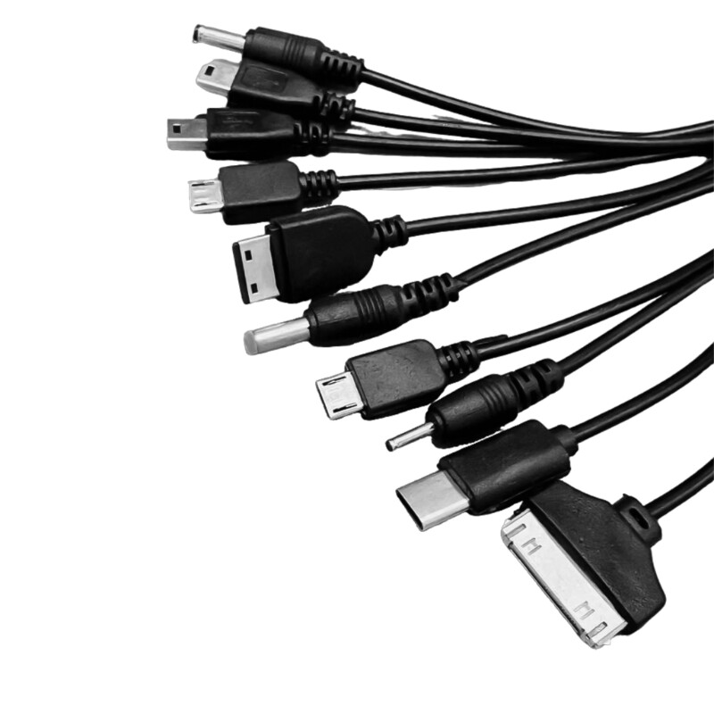 10-Way USB Charging Adapter Cable Spring Coiled Wire Support Quick Data Sync gallery