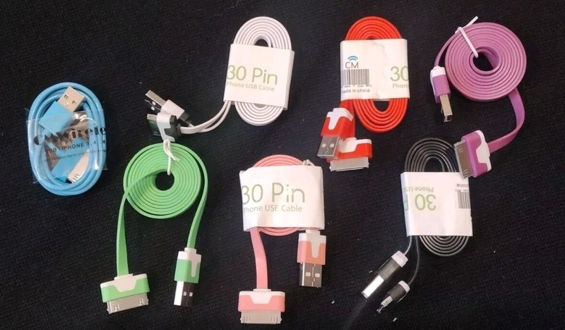 7 Flat noodle usb data Sync charge Cable for iphone 4 4s 3g 3gs iPod 1 2 classic