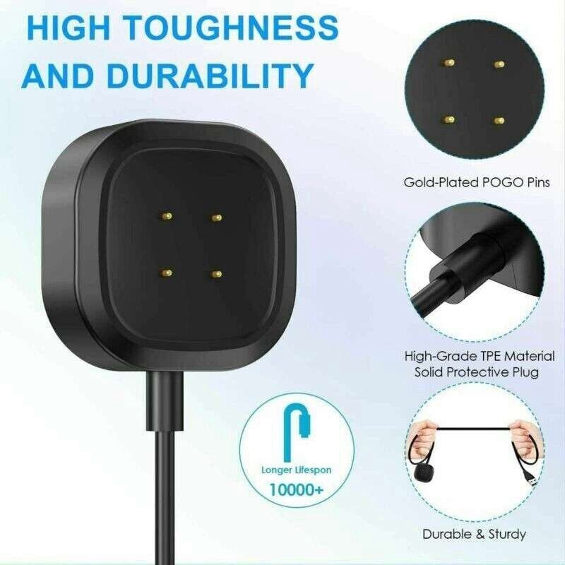 Compatible For Fitbit Sense Charger Portable USB Charging Cable 30cm 2 Pack gallery
