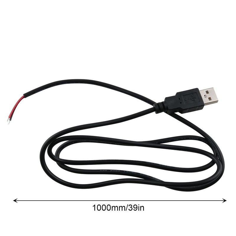 2 Pack 24AWG USB Pigtail 3.3 Feet 1 Meter USB Female Power Cable - Black, 5V, 5A gallery