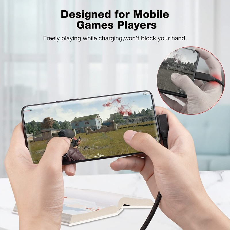 JavicTech USB C Extension Cable Right Angle 0.3M/1FT, 90 Degree 1ft, Black gallery