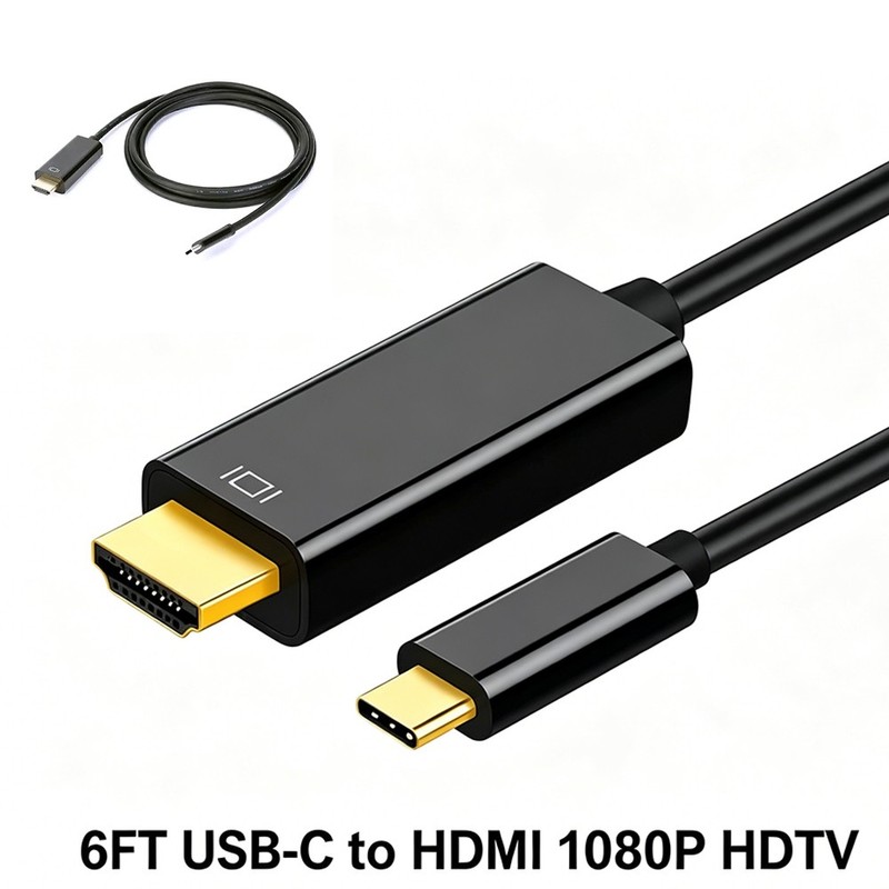 6FT USB-C to HDMI 1080P HDTV Adapter Cable for Android Smartphone Tablet TV