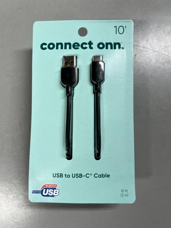Connect ONN USB-C to USB Cable 10′ Certified High-Speed USB 3m