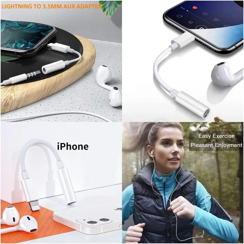 For iPhone Headphone Adapter Jack 8 Pin to 3.5mm Aux Cord Dongle Converter Lot gallery