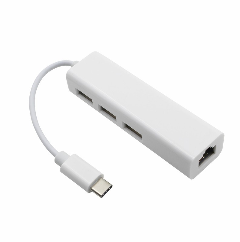 RJ45 Network Cable Port to USB 3.1 Type-C Converter Adapter with 3 USB Port gallery