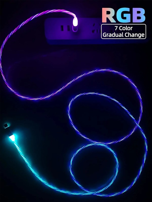 6.6ft/2m USB Cable 3A Type C Led Light Up Charging Cord 7 Colors RGB Gradual Cha gallery