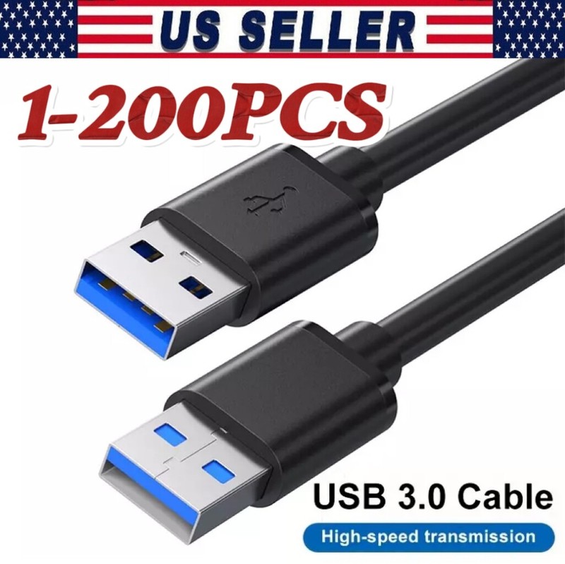 USB 3.0 A Male to A Male Cable Data Transfer Super Speed Power Charger Metal LOT