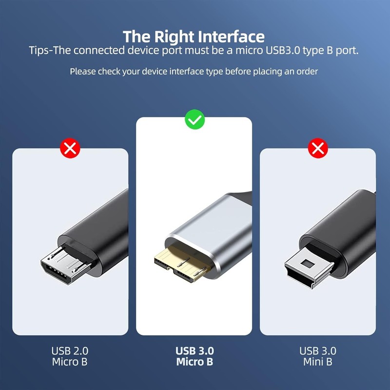 Durable 1.5 FT USB 3.0 Micro B Cable - Fast 5 Gbps Transfer for Multiple Devices gallery