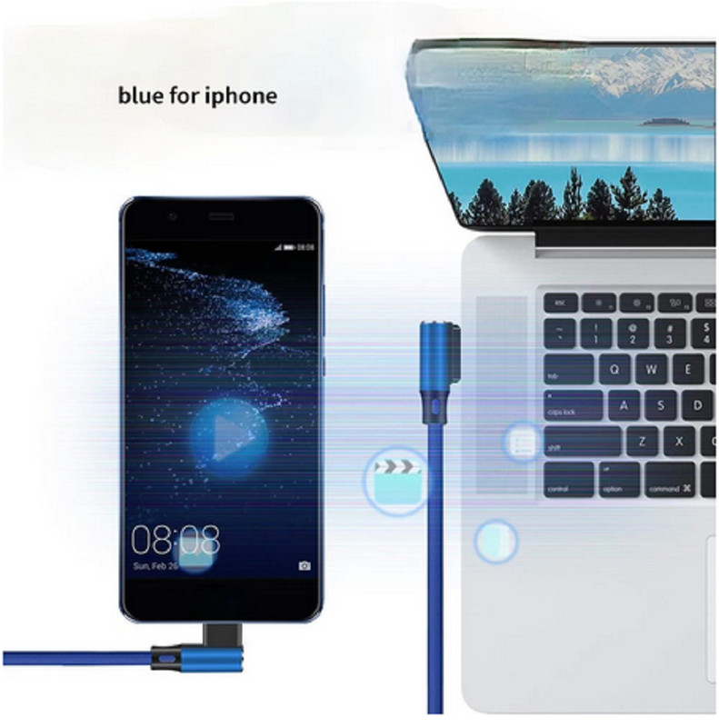 3/6/10Ft 90 Degree USB Charging Data Cable Fast Charge For iPhone 14 13 Charger gallery