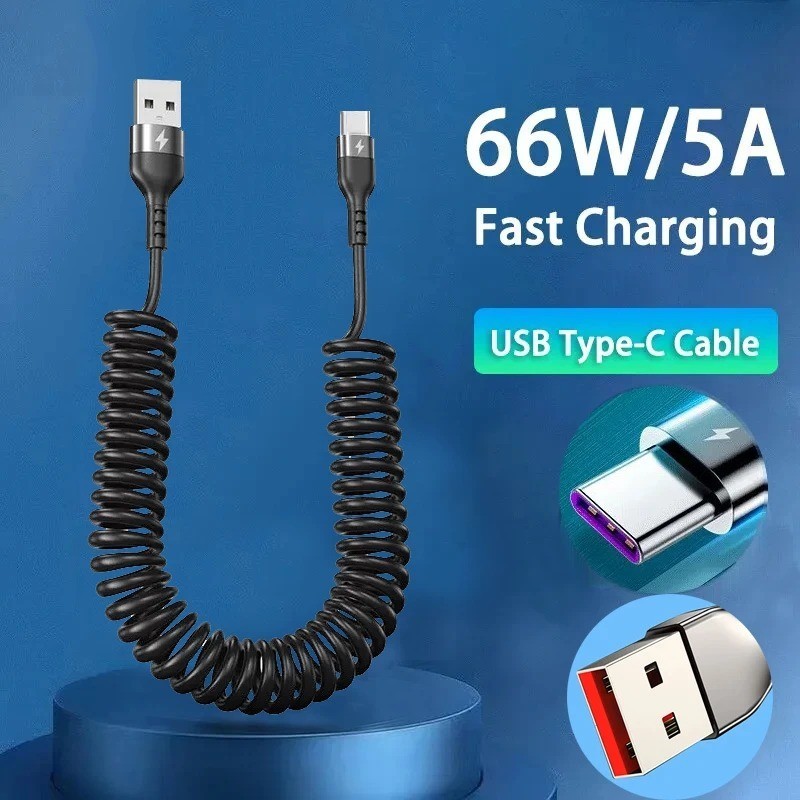 66W Retractable USB Fast Charging Cable | Type-C to Type-C & USB to Type-C Optio gallery