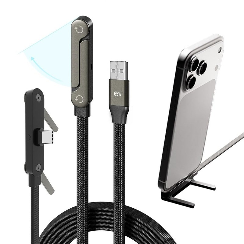 USB A to USB Cable， 65W Fast Charging Cable 5 FT， Invisible Stand Charging Ca…