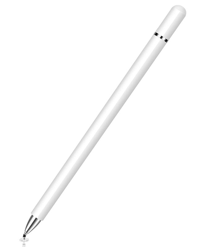 STYLUS TOUCH SCREEN PEN FIBER TIP ALUMINUM LIGHTWEIGHT WHITE for TABLETS
