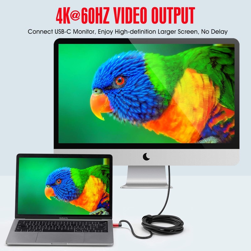 USB C to C Cable 100W [10ft], USB 3.1 C (Gen 2) Cable [Angled] with E-Marker,... gallery