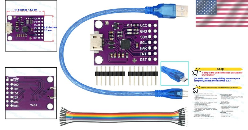 CP2112 Micro USB to SMBus I2C Adapter - Programmable ROM for Easy Connectivity gallery