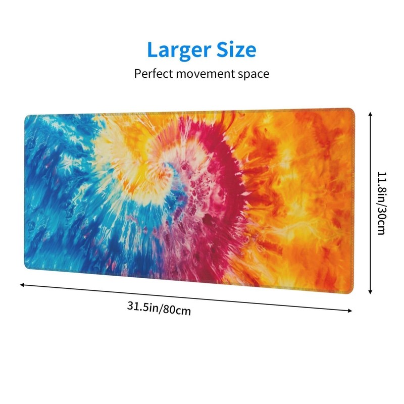 Tie Dye Colorful Gaming Mouse Pad, Large Non-Slip Rubber Base Mousepad XL 31.... gallery