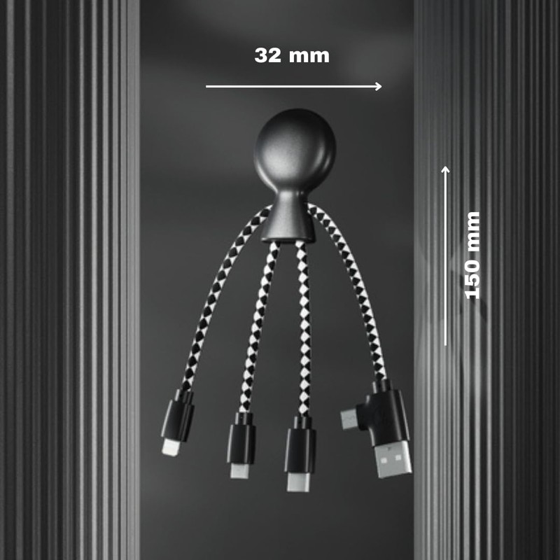 - Mr Bio 4 in 1 Multi USB Cable Octopus Design Black - Universal Recycled Pla... gallery