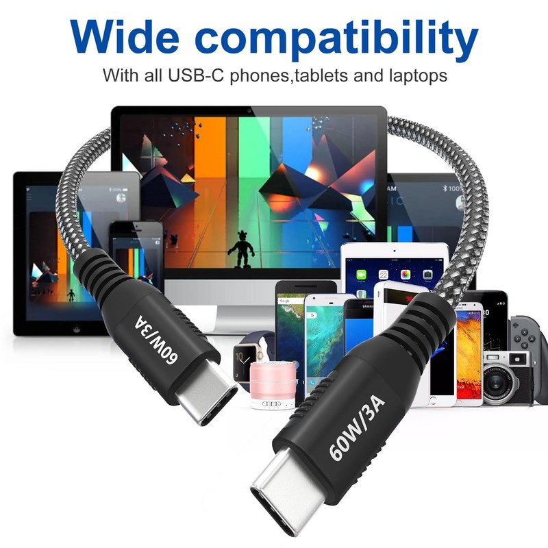 USB C to USB C Cable 20ft, Super Long 60W Type C to C Charging Cord Braided U... gallery