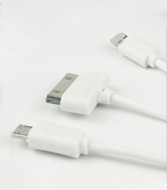 iPhone 4 S 5 S 6 + Samsung (8 Pin & 30 Pin & Micro) 3 in 1 USB Charger Cable gallery