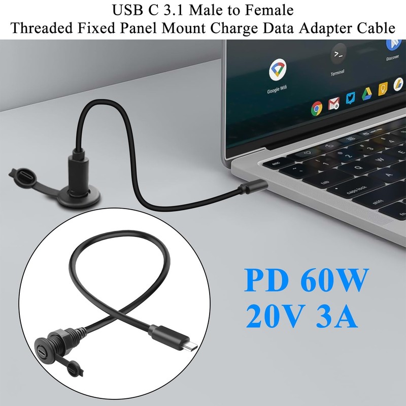 10Gbps USB 3.1 Threaded Fixed Short Cable Connector USB 3.1 to Female Embedde... gallery