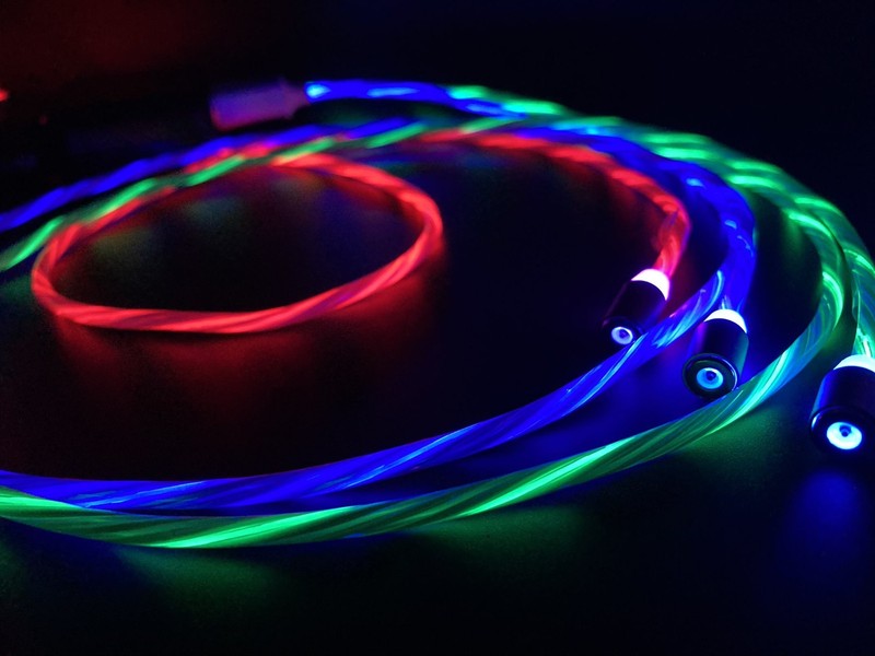 Green Flowing LED Charging Cables with Disconnect Magnetic Tips gallery